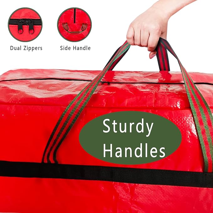 Christmas Tree Storage Bag -7FT/6FT Medium Waterproof Tearproof with 4 Handles Easy to Transport/Organize Dustproof and moisture-proof —Red