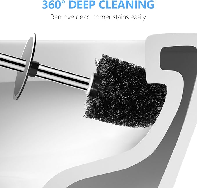 SetSail Toilet Brush, Compact Size Toilet Bowl Brush and Holder Toilet Brushes for Bathroom with Stainless Steel Handle Toilet Cleaner Brush with Durable Scrubbing Bristles, 2 Packs