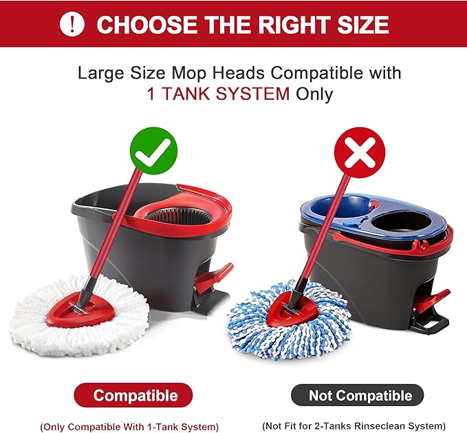 O-Ceda Easy Wrin Spin Mop Replacement - 8 Pack Microfiber Spin Mop Heads, Easy Cleaning Refills