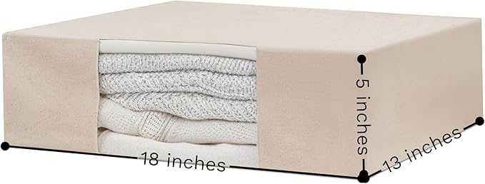 Clothes Storage Bags - 100% Cotton Canvas Sweater Storage Bags with Zipper - Reusable, Washable, Breathable, and Moth Proof Garment Bags - Convenient and Easy to Carry and Organize (2 Bags)