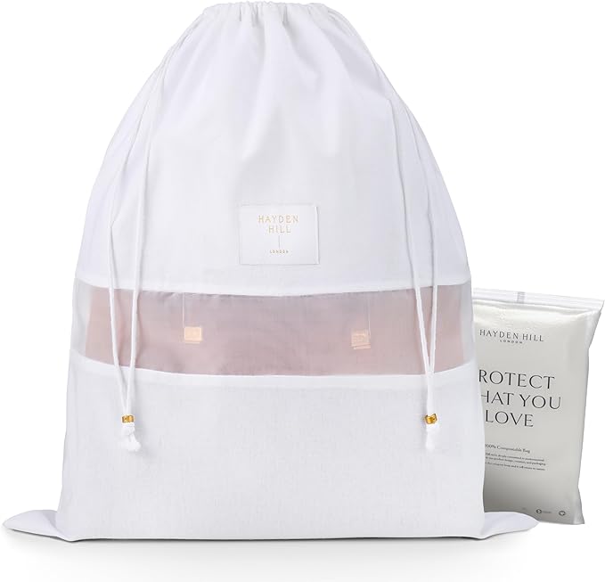 Hayden Hill Luxury Organic Cotton Sweater Bag and 3 Dust Bags - 18" Garment Bag and Dust Bags For Handbags - Certified Carbon Neutral