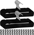 Velvet Pants Hangers Non Slip, 30 Pack Velvet Hangers for Closet with 30 Hooks, Strong Durable Space Saving Slim Clothes Hanger, Ultra Thin Flocked Hanger for Pants, Shirts, Bra, Shorts (Black)