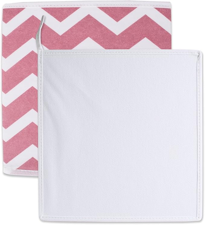 DII Non Woven Polyester Storage Bin, Chevron, Rose, Small Set of 2