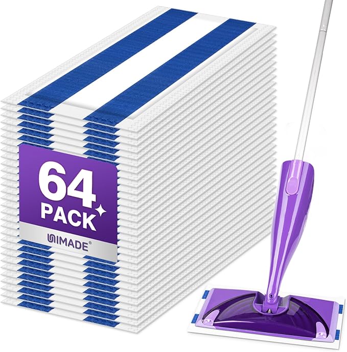 64 Count Mop Pad Refill Compatible with Swiffer WetJet, Disposable Multi-Layers Mopping Pads for All Hard Surface, Especially Hardwood Floor, Super Absorbent Spray Mopping Pad Refills