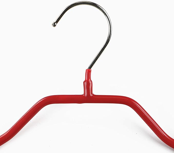 Mawa by Reston Lloyd BodyForm Series Non-Slip Space Saving Clothes Hanger with 2 Clips for Pants or Skirts, Style 42/LK, Set of 5, Red
