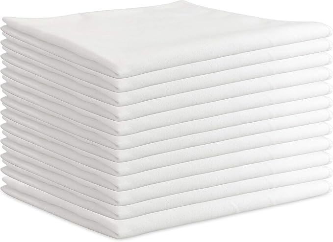 Arkwright Microfiber Suede Glass Cloths - (Pack of 12) Absorbent Dish Drying Cloth, Cleaning Towel Set Perfect for Home, Kitchen, Gym, Cars, and Glass, 16 x 16 in, White