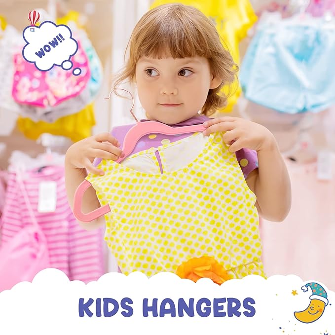 HOUSE DAY Velvet Kids Hangers 60 Pack, Premium Childrens Hangers for Closet, Ultra Thin Cute Clothes Hanger, Non Slip Small Felt Hanger 14 Inch for Kids Clothes, Blush Pink