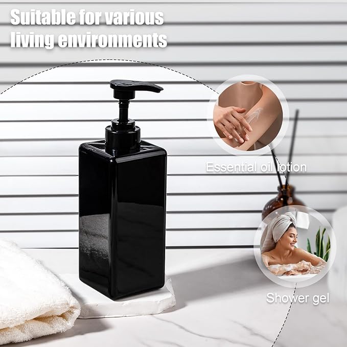 Hand Soap Dispenser, Plastic Pump Bottles, Refillable Empty Lotion Dispenser Liquid Container for Bathroom Kitchen College Dorm, 22 oz 4 Pack Black