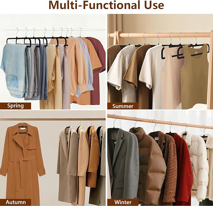 50 Pack Velvet Hangers Non Slip, Felt Pants Hangers Thin Space Saving Clothes Hanger Flocked Strong Durable Ganchos para Colgar Ropa with 360°Swivel Hook for Pants Jeans Shorts Tank Top, Cream White