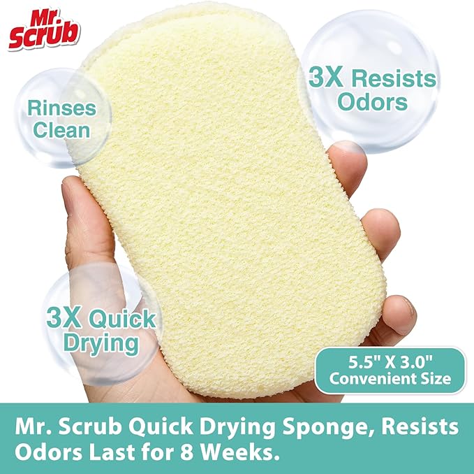 Sponges Kitchen Scrub Dish Sponge Scouring Pad, 6 Pack Cleaning Brush Scrubber Supplies for Soap, Dishwashing Dinnerware Sets Pan Pot Glass Dishwasher Sink Bathroom Towels Cloth Rags Holder