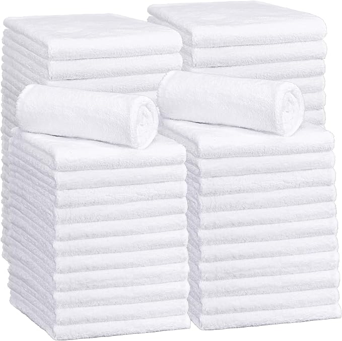 Shimeyao Imeyao 30 Pcs 16 x 16 Inch Edgeless Microfiber Plush Towels for Cars Detailing Drying Wash Polishing Absorbent Cleaning Cloths, 500 GSM (White)