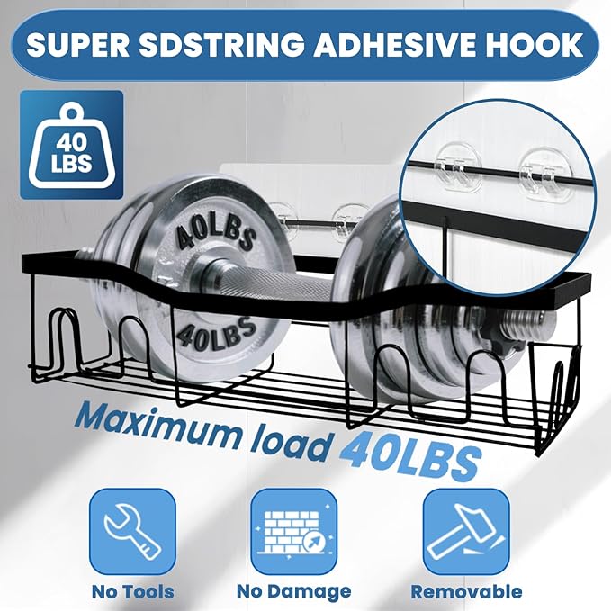 Jxztiecy 18 Pack Shower Caddy Adhesive Replacement, Shower Shelf Strong Adhesive Hooks, No Drilling, Transparent WaterProof Strips for Bathroom Shelves & Kitchen Racks