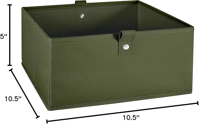 RiverRidge Kids 2pc Folding Storage Bins Set - 10.5” Bin Organizer with Handles - Olive Closet Organizer and Storage for Toys, Games, Shoes - Foldable Cube Storage Organizer Bins for Playroom, Nursery