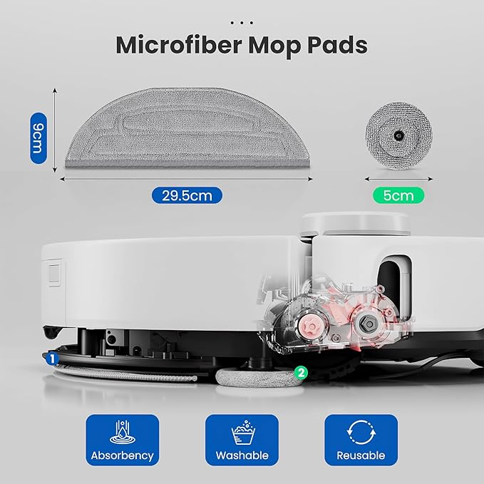 12 Pack Mop Pads Refills for Roborock S8 MaxV Ultra / S8 Max Ultra Robot Vacuum, 6 Pack Mop Cloth with Dual Sonic Vibrations Modules, 6 Pack Edge Mop Pads Accessories