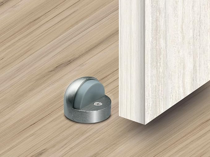 QCAA High Dome Floor Door Stop, 1-11/16" x 1-3/16", Zinc Die Cast, Satin Nickel, 4 Pack, Made in Taiwan