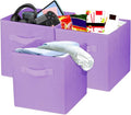 3 Pcs Storage Cubes, 10.5 Inch Collapsible Storage Bins, Fabric Foldable Bins for Organization, Durable Storage Bins for Closet, Shelves, Offices (Light Purple)