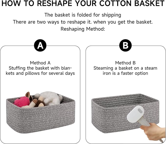 6 Pack Storage Baskets for Shelves, Small Baskets for Shelves, Cute Decorative Storage Bins, Organizer Basket for Gifts Empty, 11.8''Lx7.8''Wx4.7''H-Grey