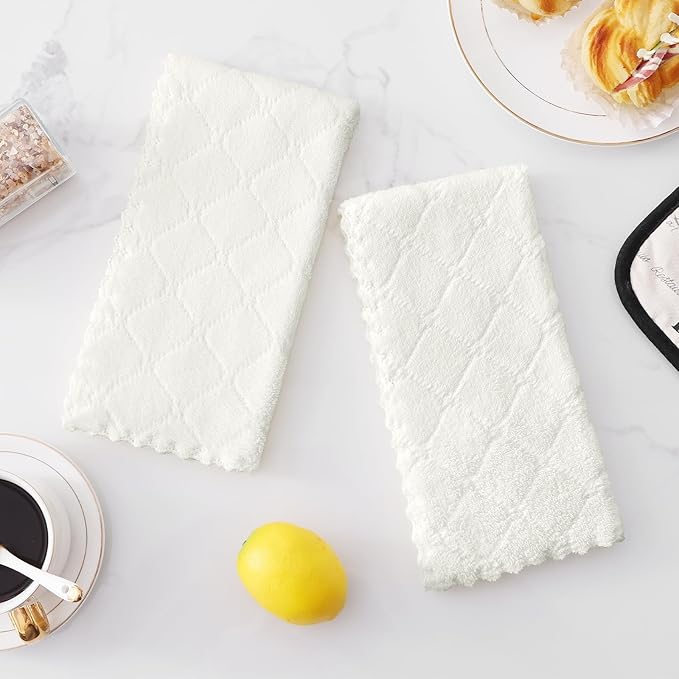 Homaxy 12 Pack Dish Towels for Kitchen (10 x 20 Inches, White), Super Soft and Absorbent Coral Velvet Dish Cloths for Washing Dishes, Nonstick Oil Fast Drying Microfiber Cleaning Cloth