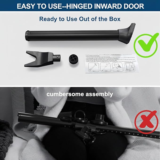 Door Security Bar, Rerishom Door Stoppers Security bar,Heavy Duty Door Lock Security Door Jammer Door Stopper for Apartment, Hotel Room,Screen Door Hardware (Dark Black, 2 Pack)
