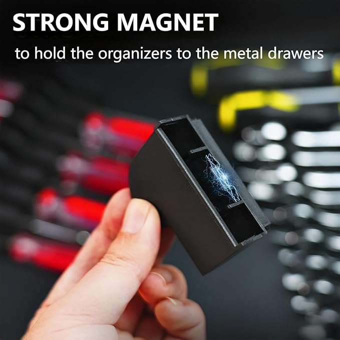 48pcs Magnetic Modular Screwdriver Organizer and Wrench Organizer for Tool Drawer and tool box. Modular & Expandable Screwdriver Holder with magnet, gift for brother and father.