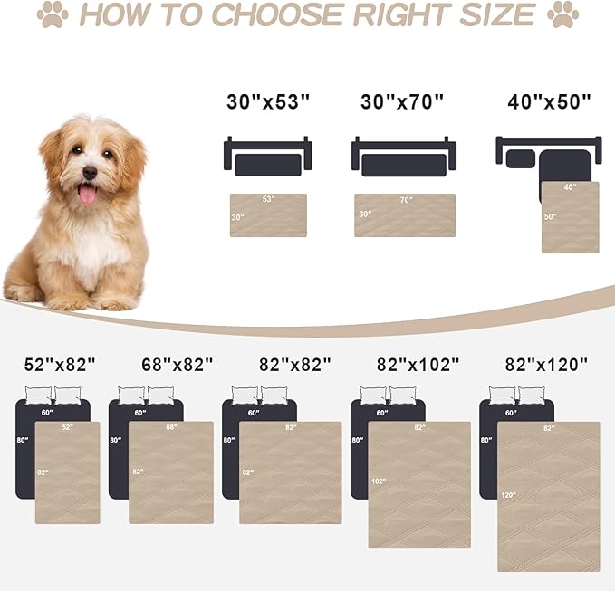 Smiry Waterproof Dog Bed Cover Blanket 40x50, Soft Reversible Pet Blanket, Washable Leakproof Cats Dogs Couch Cover for Sofa, Couch, Furniture, Lattice, Taupe/Beige