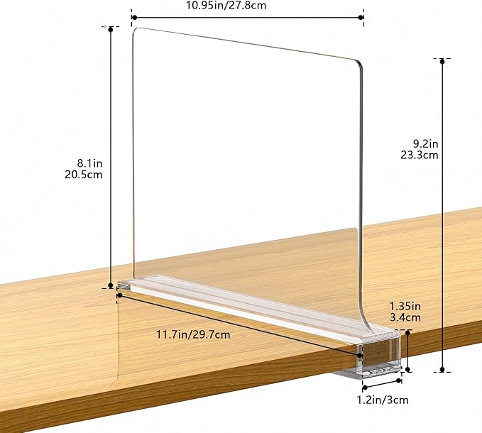 Aolloa 6 PCS Shelf Dividers for Closet Organization Acrylic Clear Closet Shelf Divider for Wooden Shelving Suitable for Wooden or Vertical Shelves Or Bedroom, Kitchen and Office