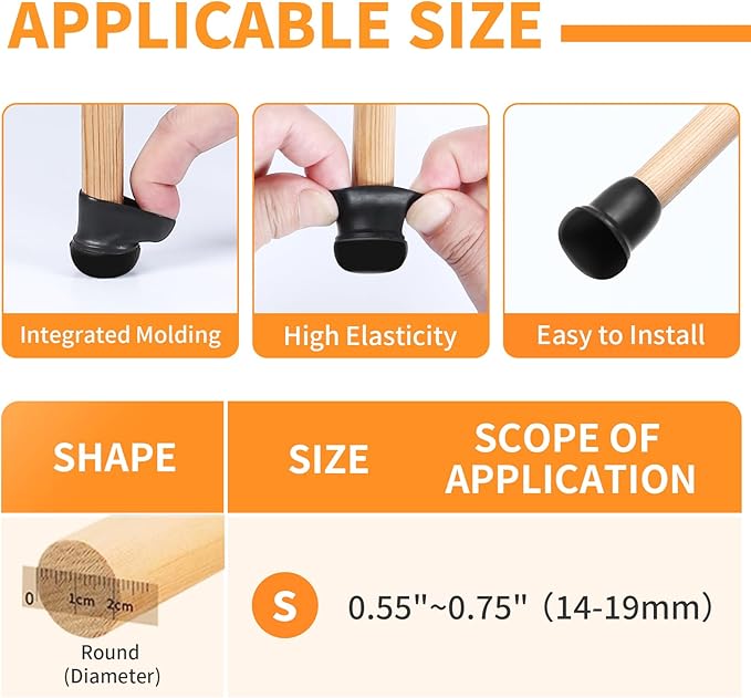 Ezprotekt Chair Sliders for Carpet, 24 Pcs Round Chair Glides for Carpet, Carpet Furniture Sliders Pads, Stool Leg Protectors Caps, Carpet Furniture Glides Quickly Black (S Fit: 0.55" - 0.75")