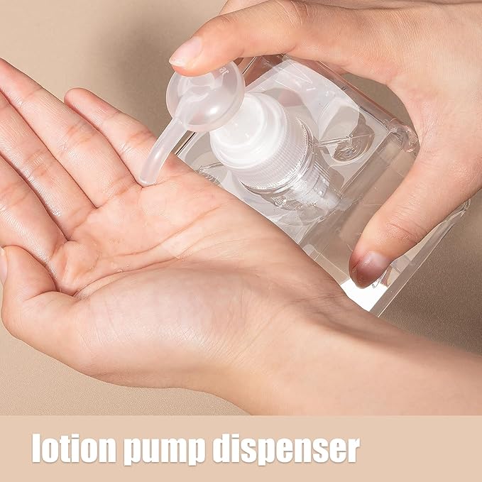 Pump Bottle, Refillable Plastic Empty Lotion Soap Dispenser Liquid Container for Bathroom Shampoo and Body Wash, 8.5oz/250ml Clear 2 Pack