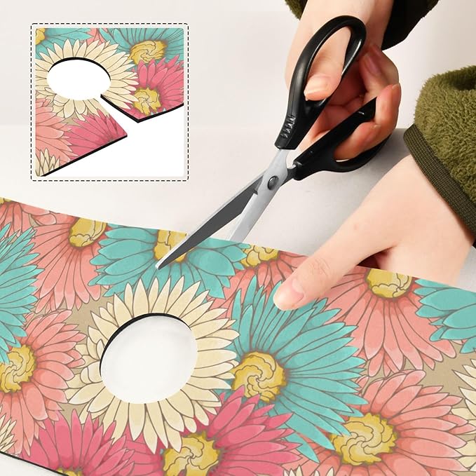 Kitchen Sink Splash Guard 1 PC 14.7 Inch Sink Faucet Mat Splash Guard for Bathroom Countertop Water Absorbent Foldable Cuttable Soft Washable Colorful Flowers