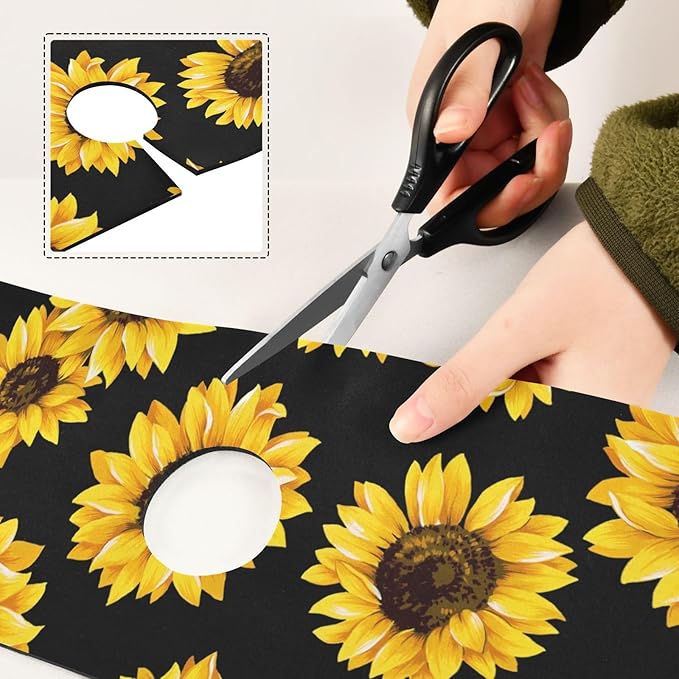 Kitchen Sink Splash Guard Sink Faucet Mat Faucet Handle Drip Catcher Drain Mats for Kitchen Bathroom Countertop Absorbent Dish Drying Mat Pad 2pack 14.7x5.4Inch Sunflowers Black