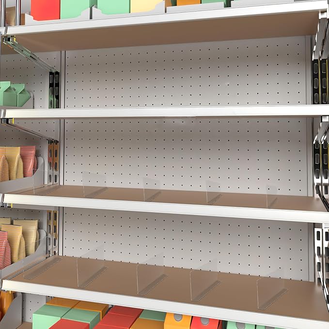 Baluue 5pcs Clear Shelf Dividers for Shelves 9.8" Long Clear Pharmacy Dividers L Shape Separator Thicken Clapboard for Commodity Classification Cabinets Store