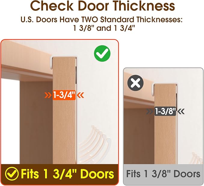 CHAUNCEY HOME Over The Door Hooks Hanger with 7" Arms, Door Hooks for Hanging, Fit 1 3/4" Door, Tool-Free Assembly, F7U, Towel Racks Organizer Holder for Bathroom - White