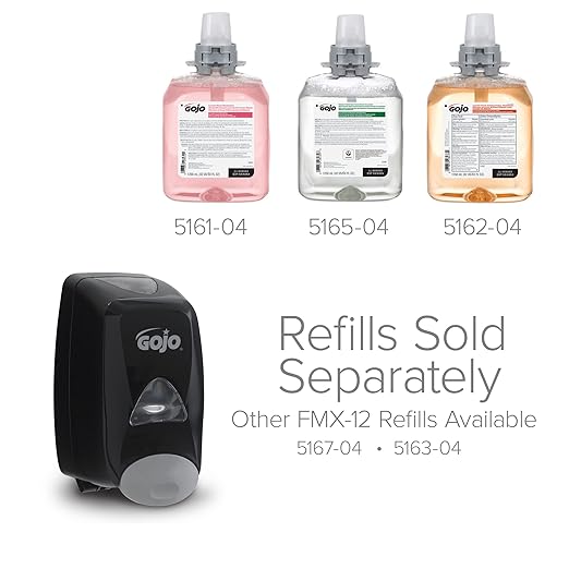 GOJO FMX-12 Push-Style Foam Soap Dispenser,Black,for 1250 mL FMX-12 Foam Soap Refills - 5155-06,(Pack of 3)