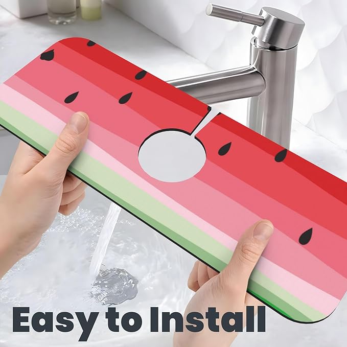 3Pcs Watermelon Dish Drying Mat & Kitchen Sink Splash Guard Faucet Mat For Kitchen Counter Absorbent Microfiber Dishes Pad Dish Drainer Rack Mats Fast Dry Kitchen