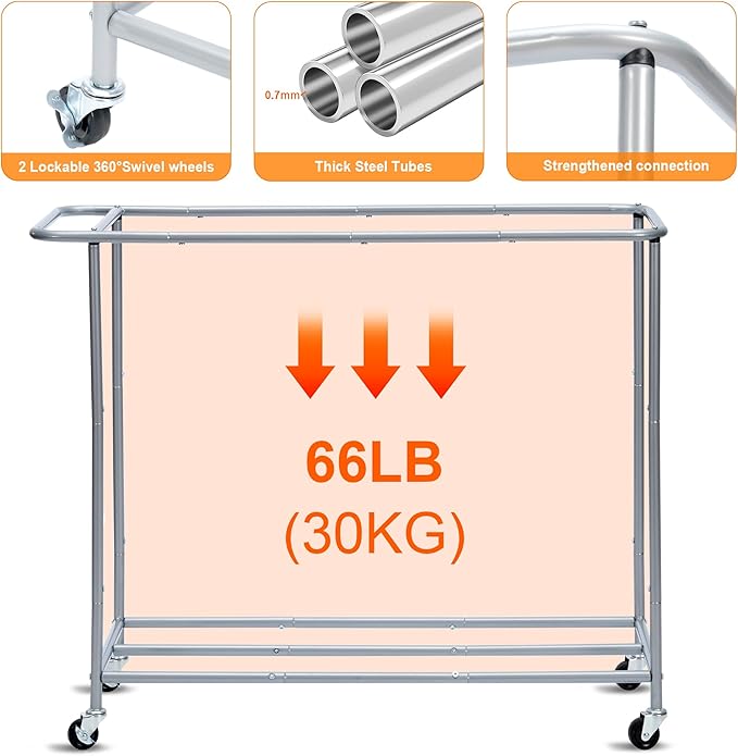 Heybly Laundry Basket, 3 x 18.5 Gal Laundry Separator Hamper with Heavy Duty Rolling Wheels, Laundry Divider Sorter with Removable Bags for Dirty Clothes Storage, 40.2 x 15.4 x 33.1 Inches HLH022P03
