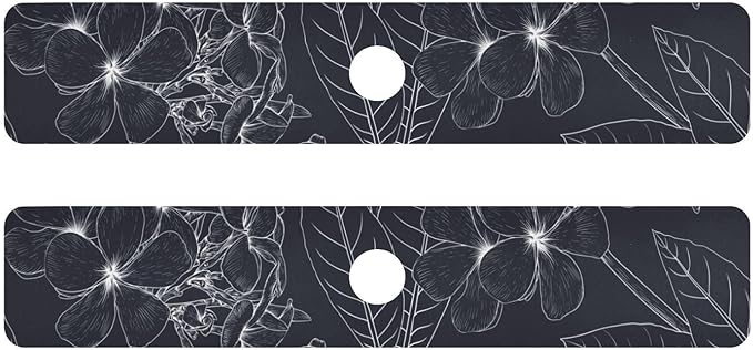 Kitchen Sink Splash Guard Sink Faucet Mat Faucet Handle Drip Catcher Drain Mats for Kitchen Bathroom Countertop Absorbent Dish Drying Mat Pad 2pack 14.7x5.4Inch Black White Floral