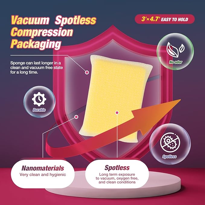 16 Pads Kitchen Sponges All-Purpose Non Scratch Dish Sponge，Multipurpose Used for Cleaning Kitchen Pans, Tableware, and Non Stick Cookware MGLDEM