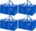 BALEINE 4-Pack Oversized Moving Bags with Reinforced Handles, Heavy-Duty Storage Tote for Clothes, Moving Supplies (Royal Blue, 4-Pack)