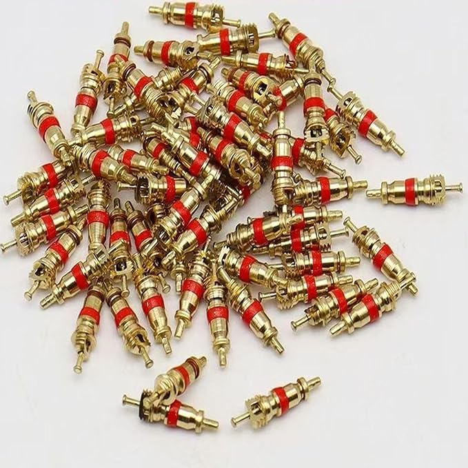 100 Pcs Car Tire Valve Stem Cores, Premium Nickel Plated Auto Valve Cores, Universal Vehicle Tire Repair Valves for Cars, SUVs, Bicycles, Trucks, Motorcycles