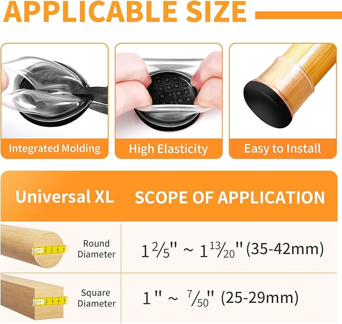 Ezprotekt 24 Pcs Chair Sliders for Carpet, Chair Glides for Carpet, Round Carpet Teflon Furniture Pads, Chair Leg Protectors Caps for Carpet, Furniture Sliders for Table (XL Fit: 1-2/5" to 1-13/20")