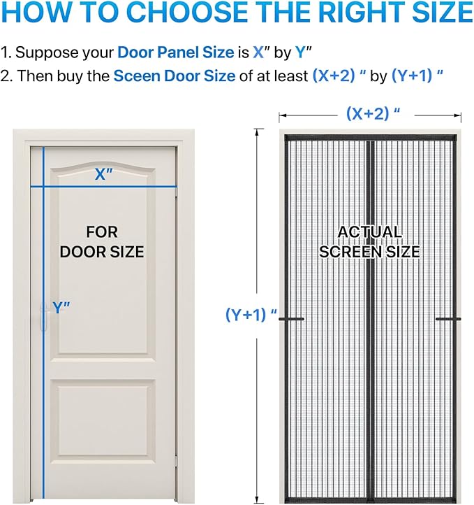 Heavy Duty Door Screen Magnetic Closure, LOVIGA Thickened Fiberglass Screen Door Mesh, Self Sealing, Tear Resistant, Easy Assemble, Fine Mesh Keep Bugs Out Fit Door Size 36 Inch X 82 Inch Black