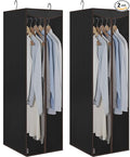 STORAGE MANIAC 2-Pack Hanging Garment Bag Zipper Cover with Sealed Clear Window, Long Garment Cover for Closet Storage Wardrobe Clothes Protector, Large Garment Storage Bag for Dresses,Suits, Black