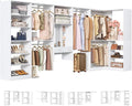 Unikito Closet System with Vanity Desk, 156”Modular Corner Closet Organizer System with Hanging Rods & Adjustable Shelves, Freestanding Wood Wardrobe Organizer, Sturdy Walk in Closet Tower, White