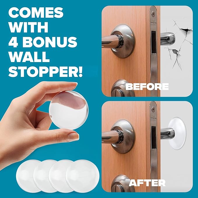 Strongest Home 4 Pack XL Adjustable Door Stopper with Spring – Heavy Duty Wedge for Oversized, Thick & Heavy Doors, Anti-Slip Rubber Grip, Commercial, Home & Outdoor Use on Carpet, Wood, Tile - Black
