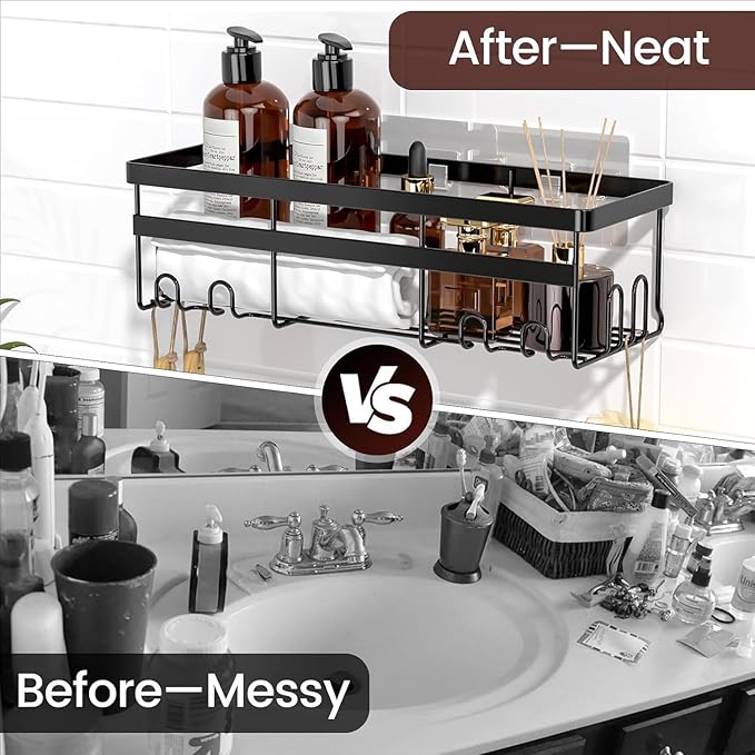 WOWBOX Shower Caddies 4 Pack - Adhesive Hanging Shower Shelf - Bathroom Organizers and Storage, No Drilling Stainless Shower Shelves for Home Decor, Bathroom Accessories (Large)