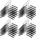 Ripeng 16 Pcs Multi Layer Clothes Hangers 5 in 1 Sweater Shirt Hanger for Shirts Space Saving Anti Slip Metal Heavy Duty Stainless Steel Blouse Tree Hangers for Suit Closet Organizer and Storage Black