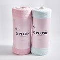 & PLUSH Microfiber Cleaning Cloth Roll - 70 Pack, Tear Away Microfiber Towels, 12" x 12", Reusable, Washable, Streak Free, Ultra Absorbent Dish Rags for Car, Home, Garage or Shop (Pink and Blue)