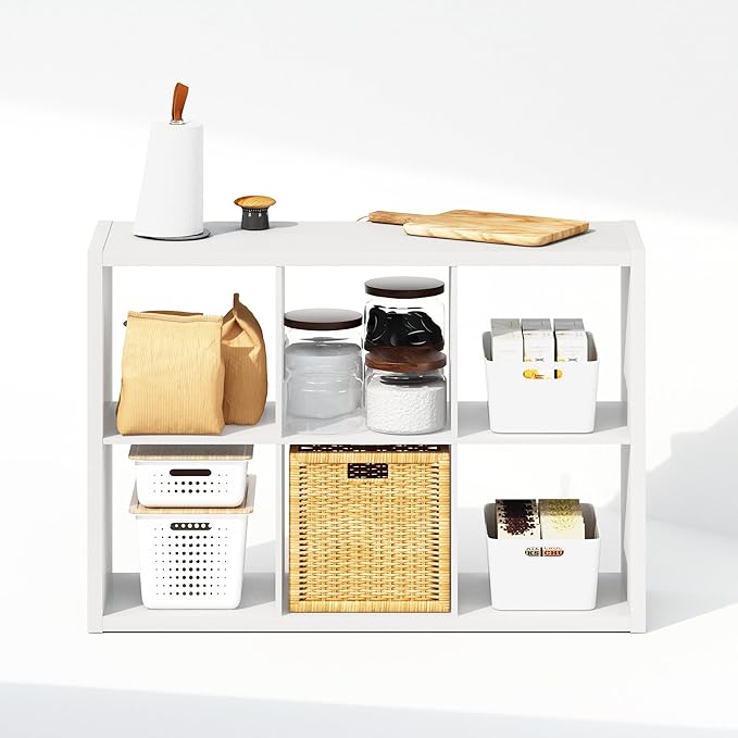 Furinno Cubic Closet Organizers and Storage, 6-Cube Closet Organizer, Open Shelf Closet Storage, Extra Thick Frame for Wardrobe, Bedroom, Living Room, White