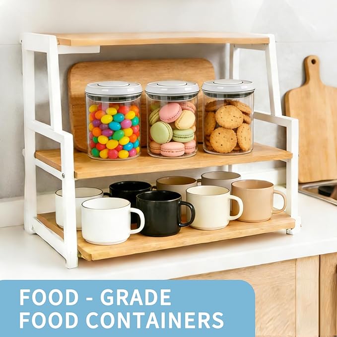 Airtight Pop Top Food Storage Container Sets with Lids 6Pcs Round Rectangle Pop Containers for Kitchen Pantry Organization BPA-Free Stackable Kitchen Storage for Cereal Flour Sugar 0.6qt *4, 3.6qt *2