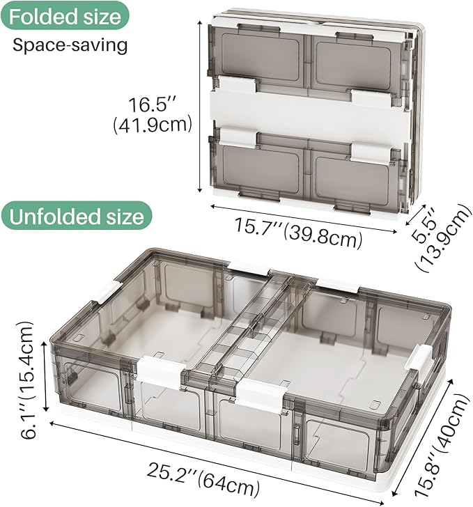 Kitstorack Clear Plastic Under Bed Storage Containers Bins with Lids and 8 Pre-installed Wheels,37.8 Qt, Rolling Foldable Flat Under Bed Organizer Boxes for Clothes Shoes Clothing Bedroom